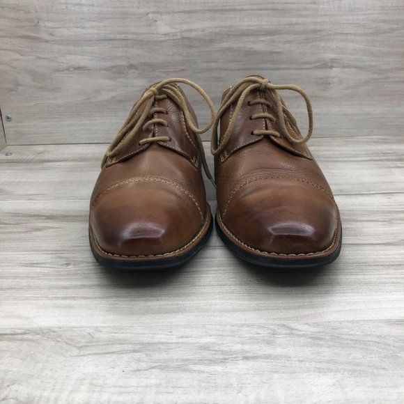 Sandro Moscoloni Oxfords Men's 9.5D Brown Leather Derby Cap Toe Dress Shoes - Picture 5 of 11